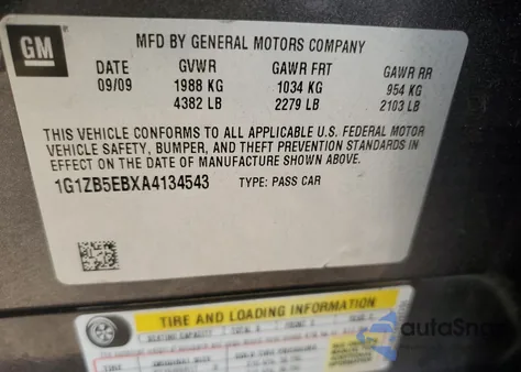 2010 Chevrolet Malibu Ls z USA, uszkodzony, nr VIN 1G1ZB5EBXA4134543